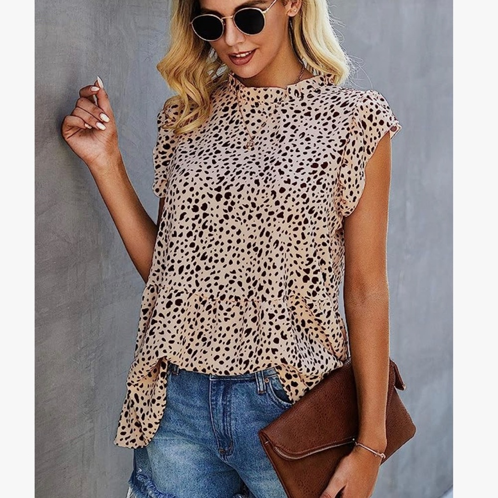 NWT Ruffle Animal Print Babydoll Tunic Top - Picture 4 of 10